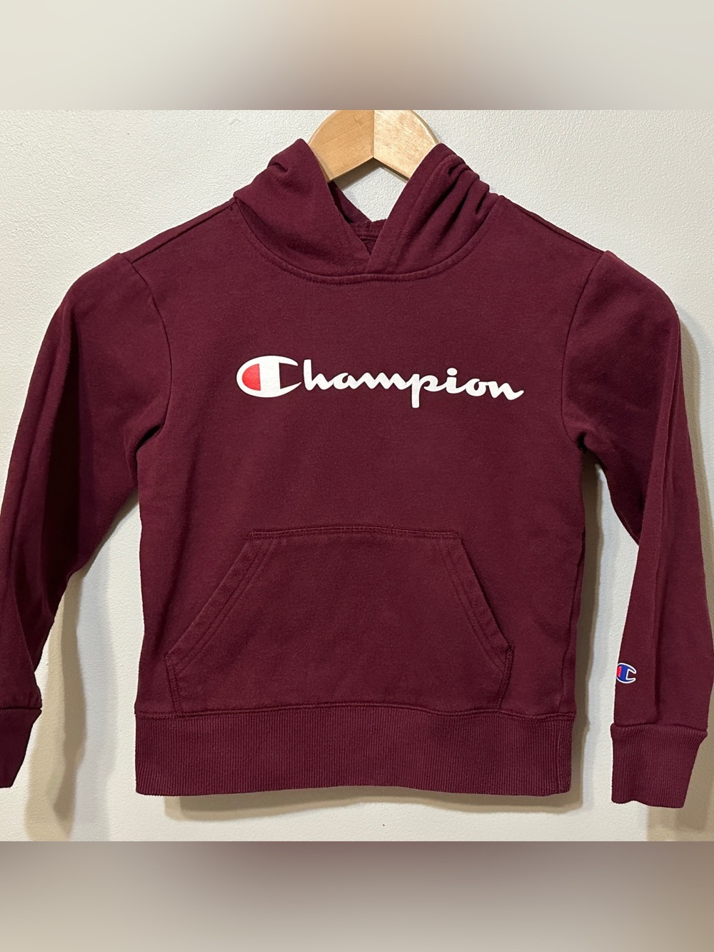 Champion Kids' Maroon Hoodie Sweatshirt in size 5T.